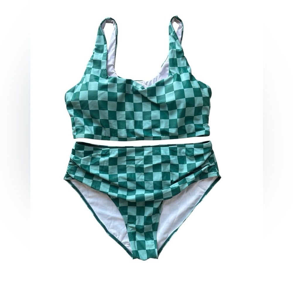 Green Checkered Bikini Set